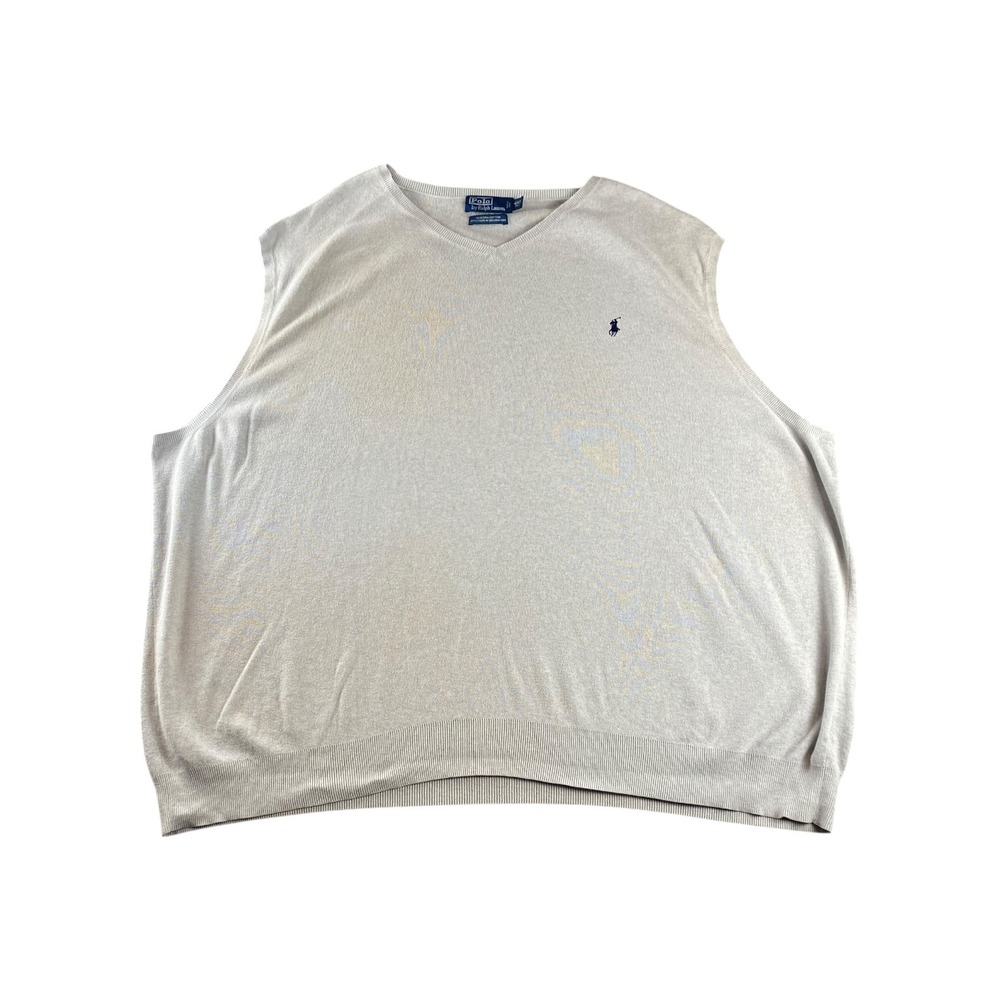 Polo Ralph Lauren V-Neck Sweater Vest Tan‎ 4XLT 100% Pima Cotton Mens